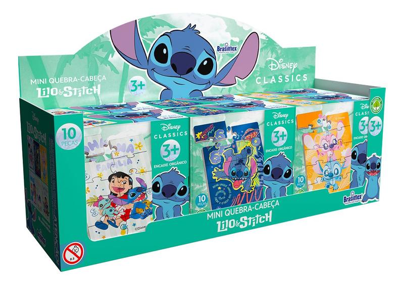 Kit 6 Mini Quebra Cabeça Infantil Lilo e Stitch Madeira